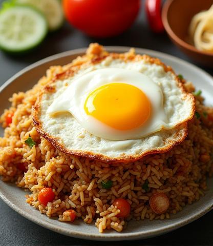 Indonéz sült rizs tükörtojással (Nasi Goreng)
